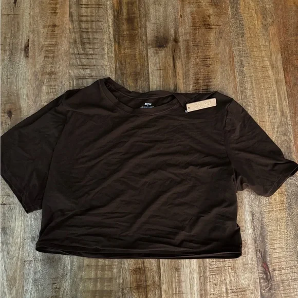 SKIMS Fits Everybody Super Cropped T-Shirt Cocoa Stretch Pullover Lounge 4X NEW - Picture 4 of 8
